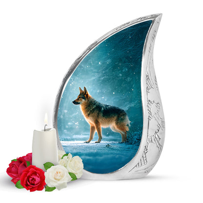 Teal Dog Dedication Cremation Urns for Human Ashes - 10-inch, 200 cu in - Yatskia