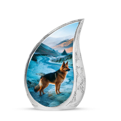 Everlasting Blue Dog Passage Urn for Human Ashes - 10-inch, 200 cu in - Yatskia