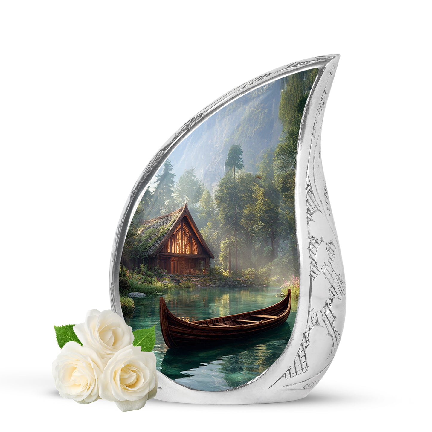 Divine Black Boat Cremation Urn for Ashes - 10-inch, 200 cu in - Yatskia