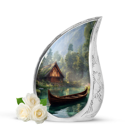 Divine Black Boat Cremation Urn for Ashes - 10-inch, 200 cu in - Yatskia