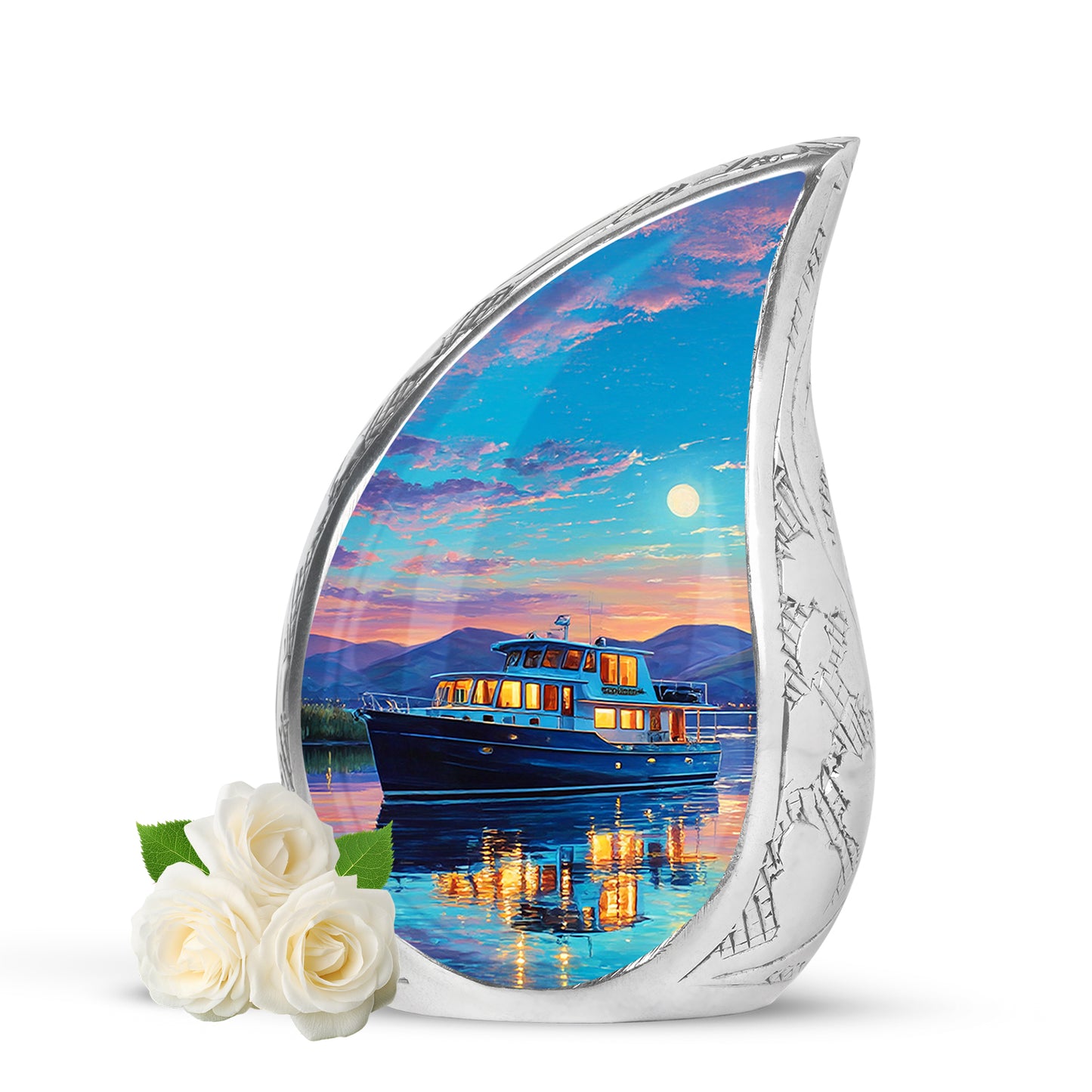 Teal Boat Cremation Urns - Opulent Promise 10-inch, 200 cu in - Yatskia