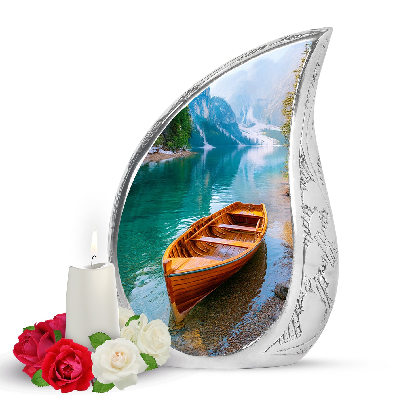 Resplendent Teal Boat Cremation Urn for Ashes - 10-inch, 200 cu in - Yatskia