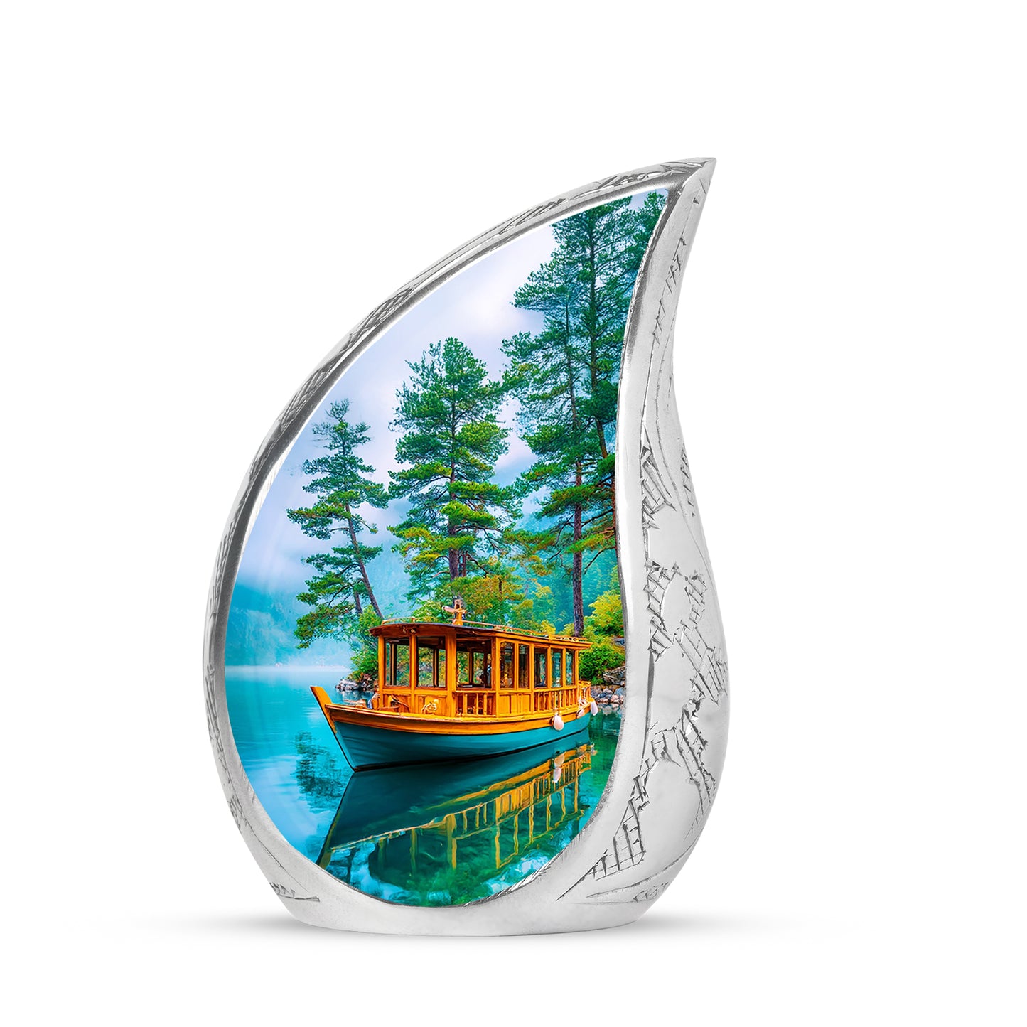 Teal Boat Remembrance Cremation Urns for Human Ashes - 10-inch, 200 cu in - Yatskia
