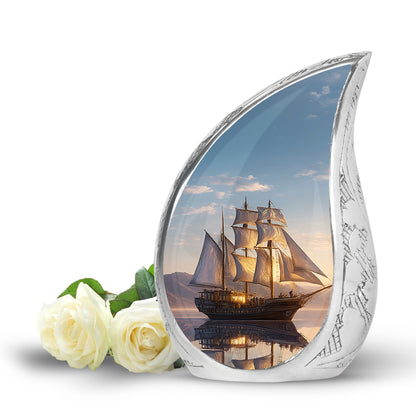 Sublime Boat Cremation Urns for Human Ashes - Blue 10-inch - Yatskia