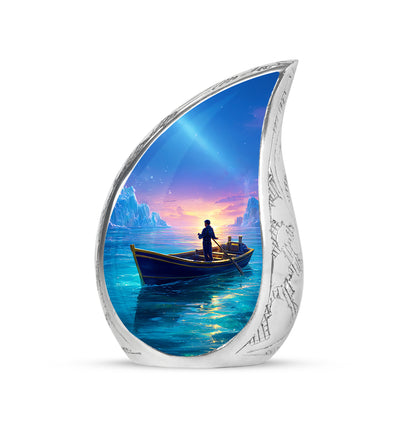 Blue Boat Cremation Urns - Enduring Farewell 10-inch, 200 cu in - Yatskia