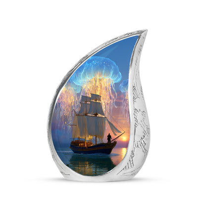 Remarkable Boat Memorial Cremation Urns - Blue 10-inch, 200 cu in - Yatskia