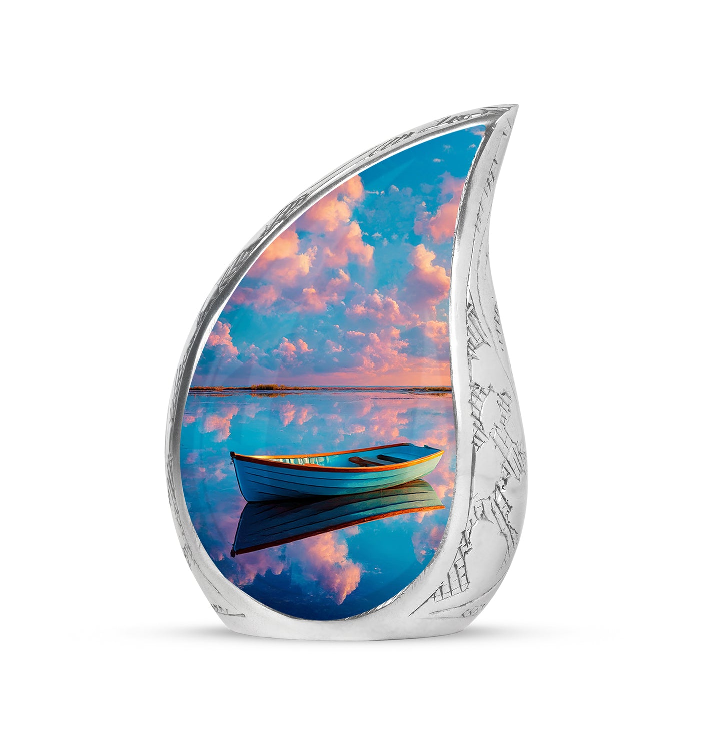 Radiant Boat Memorial Cremation Urns - Blue 10-inch, 200 cu in - Yatskia
