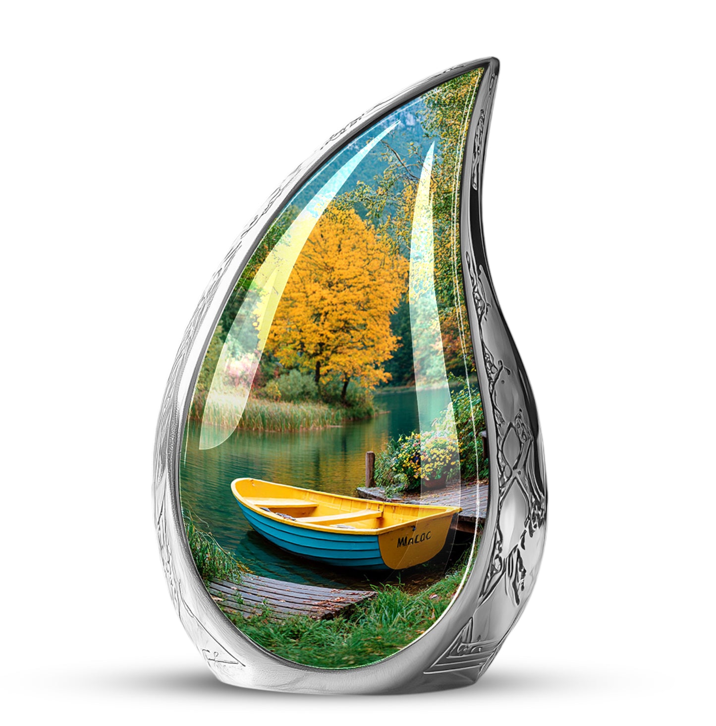 Harmonious Boat Cremation Urns for Human Ashes - Teal 10-inch - Yatskia