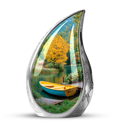 Harmonious Boat Cremation Urns for Human Ashes - Teal 10-inch - Yatskia
