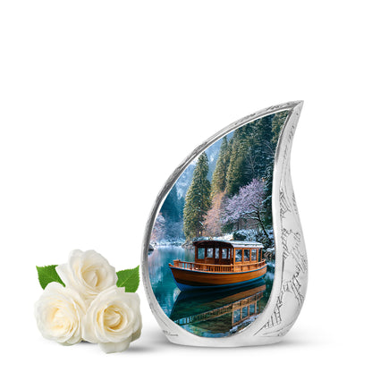 Personalized Seraphic Boat Cremation Urns - Blue 10-inch, 200 cu in - Yatskia