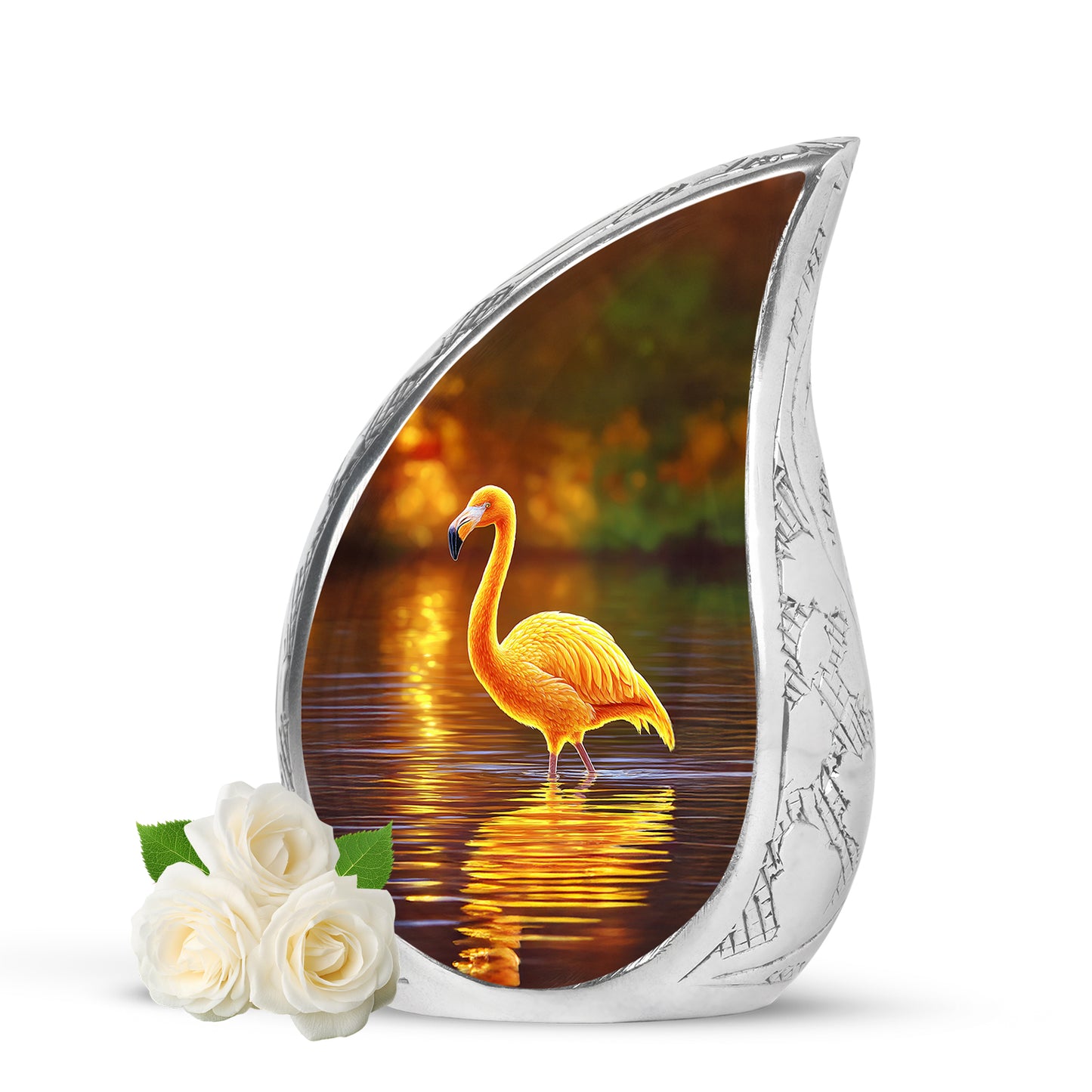 Personalized Elegant Flamingo Cremation Urns - Gold 10-inch, 200 cu in - Yatskia