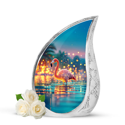 Radiant Flamingo Memorial Cremation Urns - Teal 10-inch, 200 cu in - Yatskia