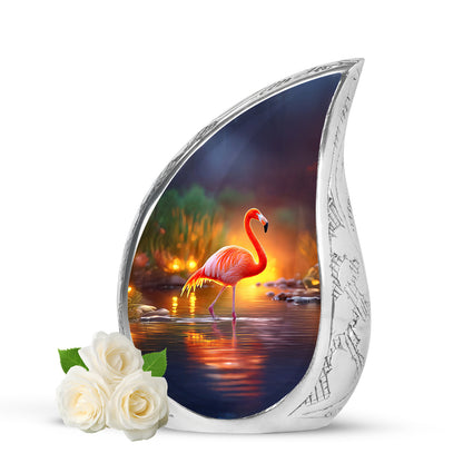 Divine Blue Flamingo Cremation Urn for Ashes - 10-inch, 200 cu in - Yatskia