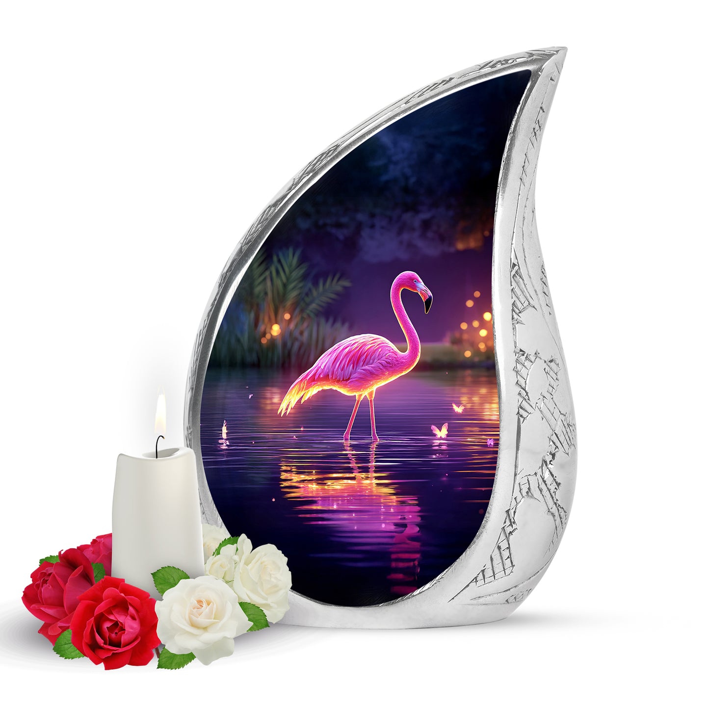 Divine Purple Flamingo Cremation Urn for Ashes - 10-inch, 200 cu in - Yatskia