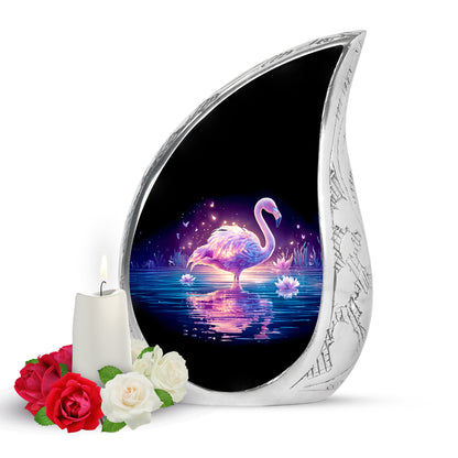 Black Breathtaking Flamingo Memorial Urn for Ashes - 10-inch, 200 cu in - Yatskia