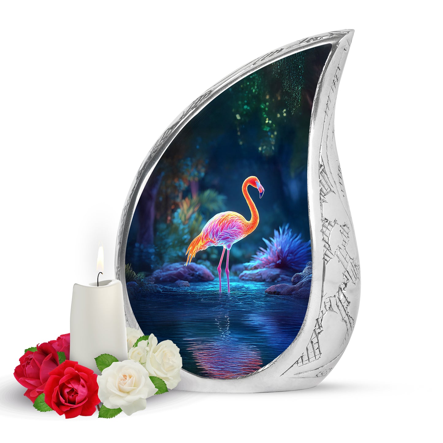 Hallowed Flamingo Cremation Urns for Human Ashes - Blue 10-inch - Yatskia