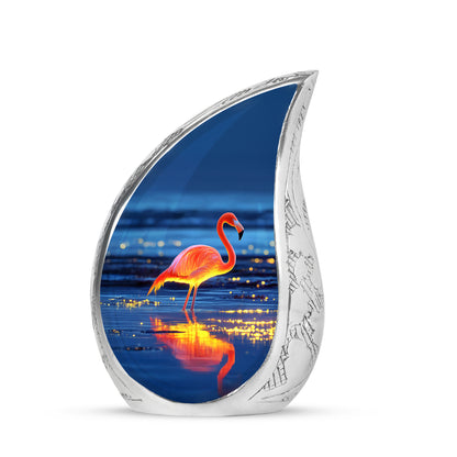 Graceful Blue Flamingo Journey Urn for Human Ashes - 10-inch, 200 cu in - Yatskia