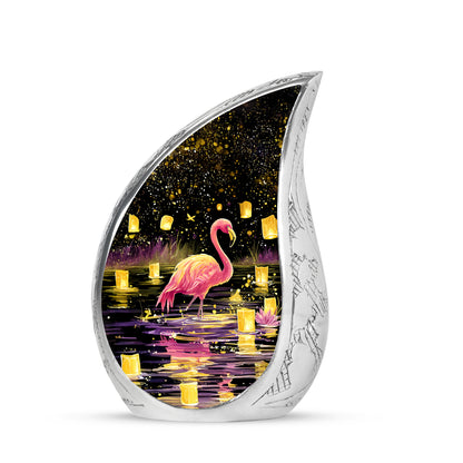 Black Treasured Flamingo Cremation Urns for Human Ashes - 10-inch, 200 cu in - Yatskia