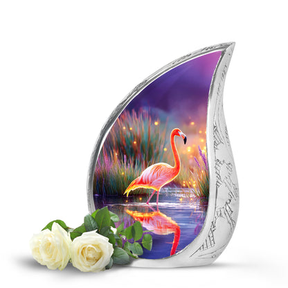 Blue Flamingo Farewell Cremation Urns for Human Ashes - 10-inch, 200 cu in - Yatskia