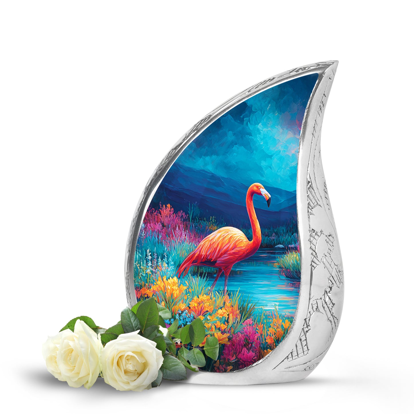 Blue Flamingo Cremation Urns - Imperial Devotion 10-inch, 200 cu in - Yatskia