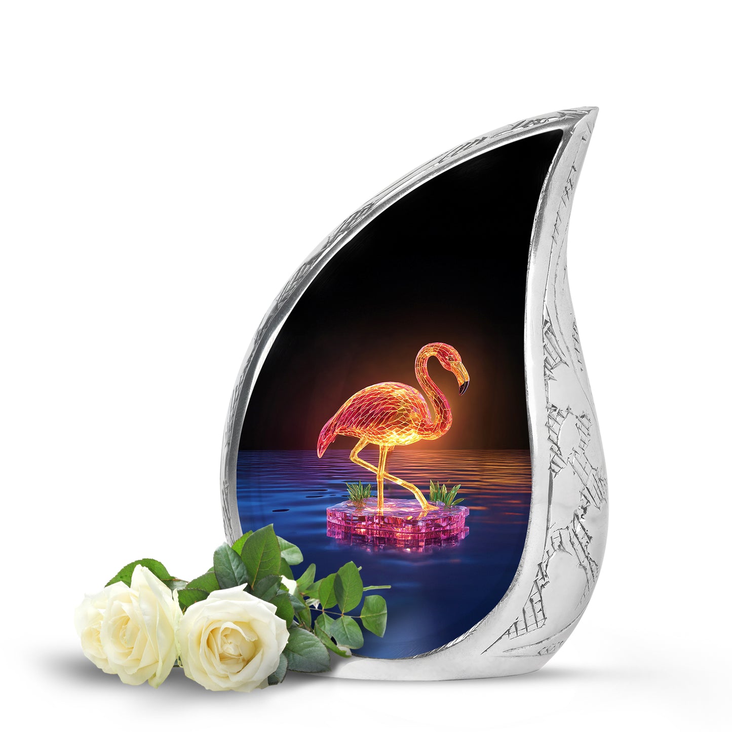 Personalized Black Sovereign Flamingo Cremation Urns for Human Ashes - 10-inch, 200 cu in - Yatskia