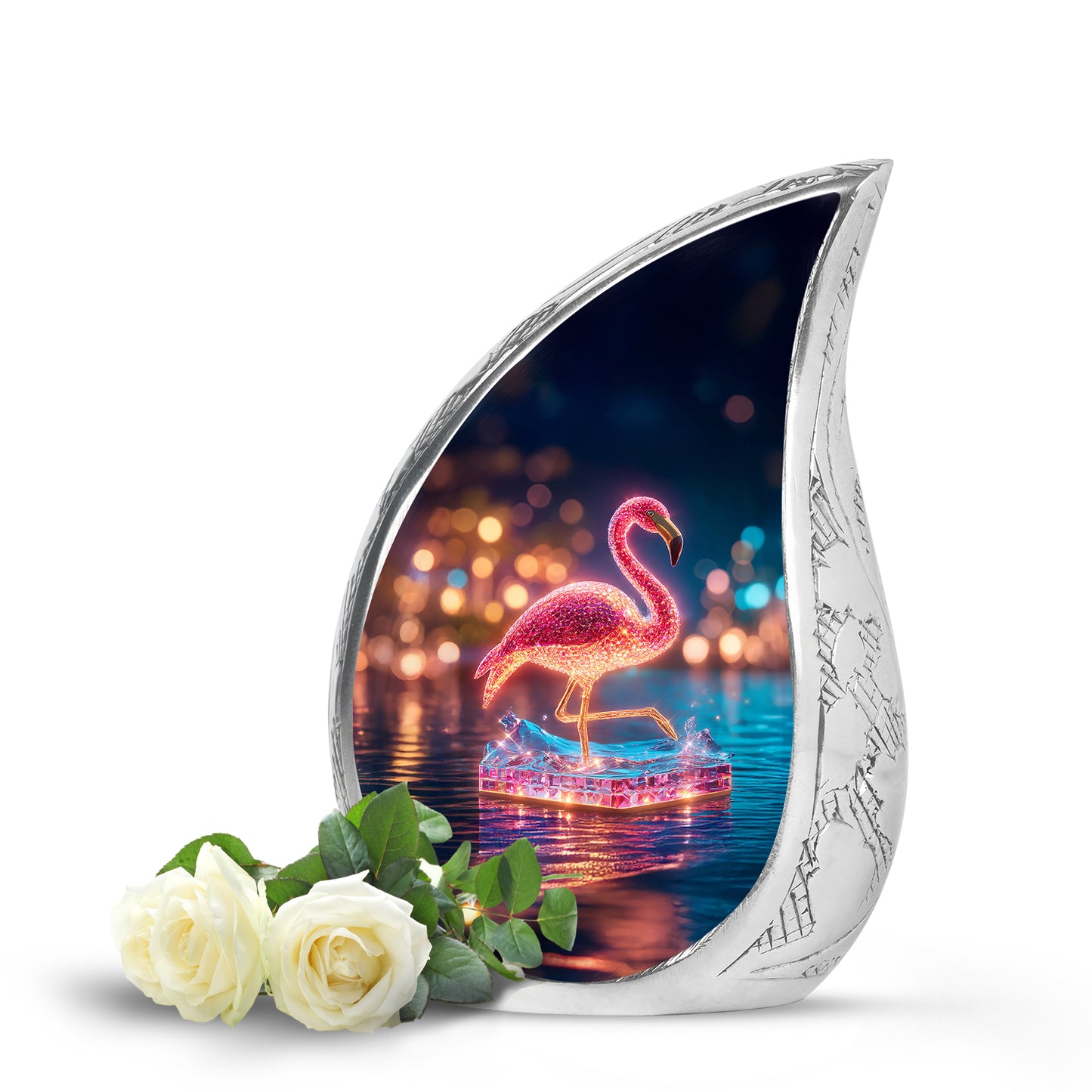 Blessed Flamingo Cremation Urns for Human Ashes - Blue 10-inch - Yatskia