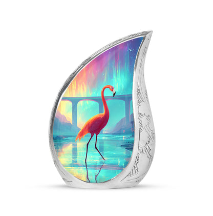 Blue Flamingo Dedication Cremation Urns for Human Ashes - 10-inch, 200 cu in - Yatskia