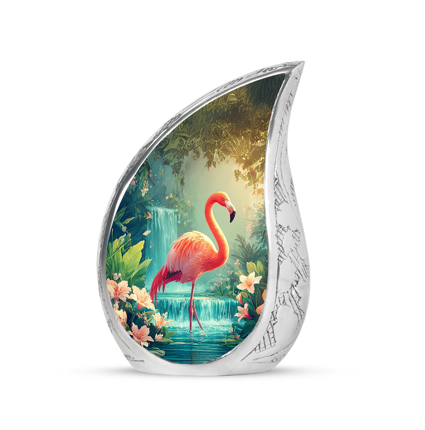 Dignified Blue Flamingo Cremation Urn for Ashes - 10-inch, 200 cu in - Yatskia