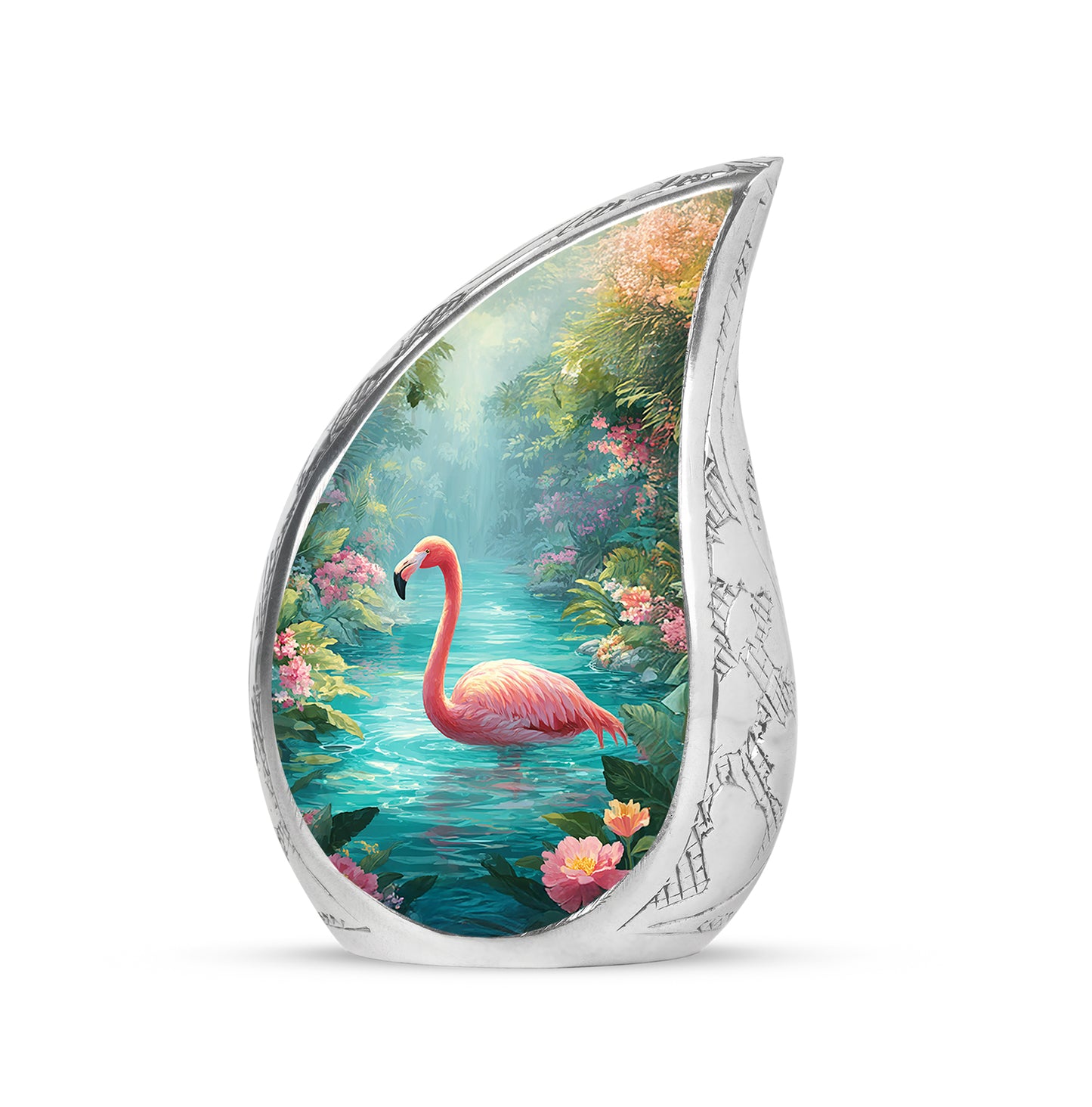 Harmonious Flamingo Cremation Urns for Human Ashes - Teal 10-inch - Yatskia