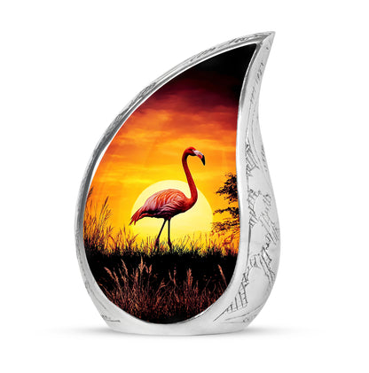 Black Comforting Flamingo Memorial Urn for Ashes - 10-inch, 200 cu in - Yatskia