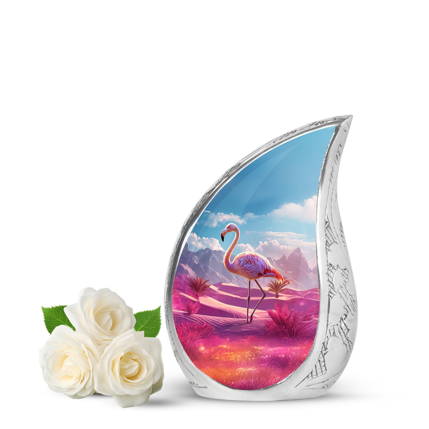 Personalized Flamingo Cremation Urns - Pristine Blue 10-inch, 200 cu in - Yatskia