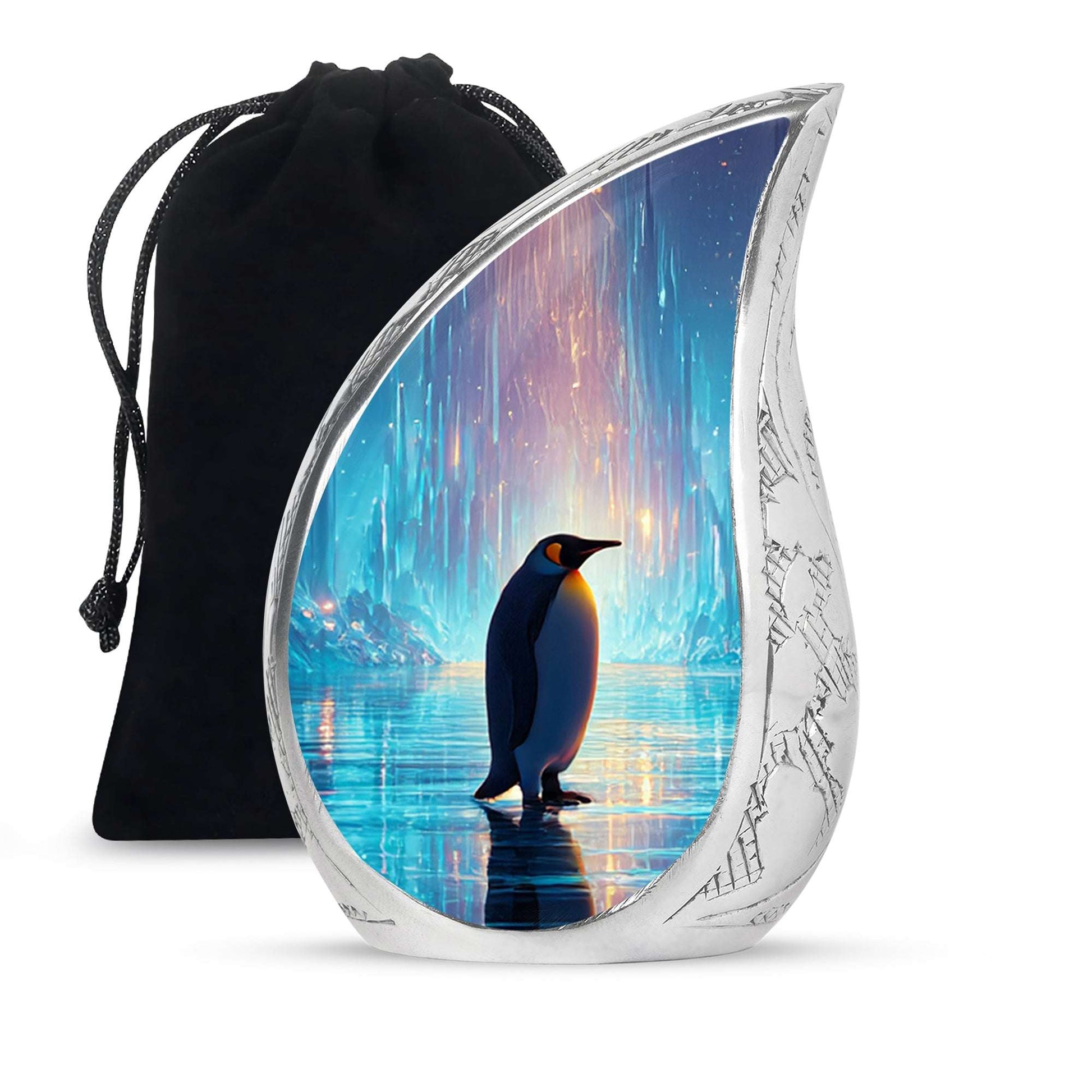 Penguin Large Cremation Urns - Blue Urn For Adult Male & Female