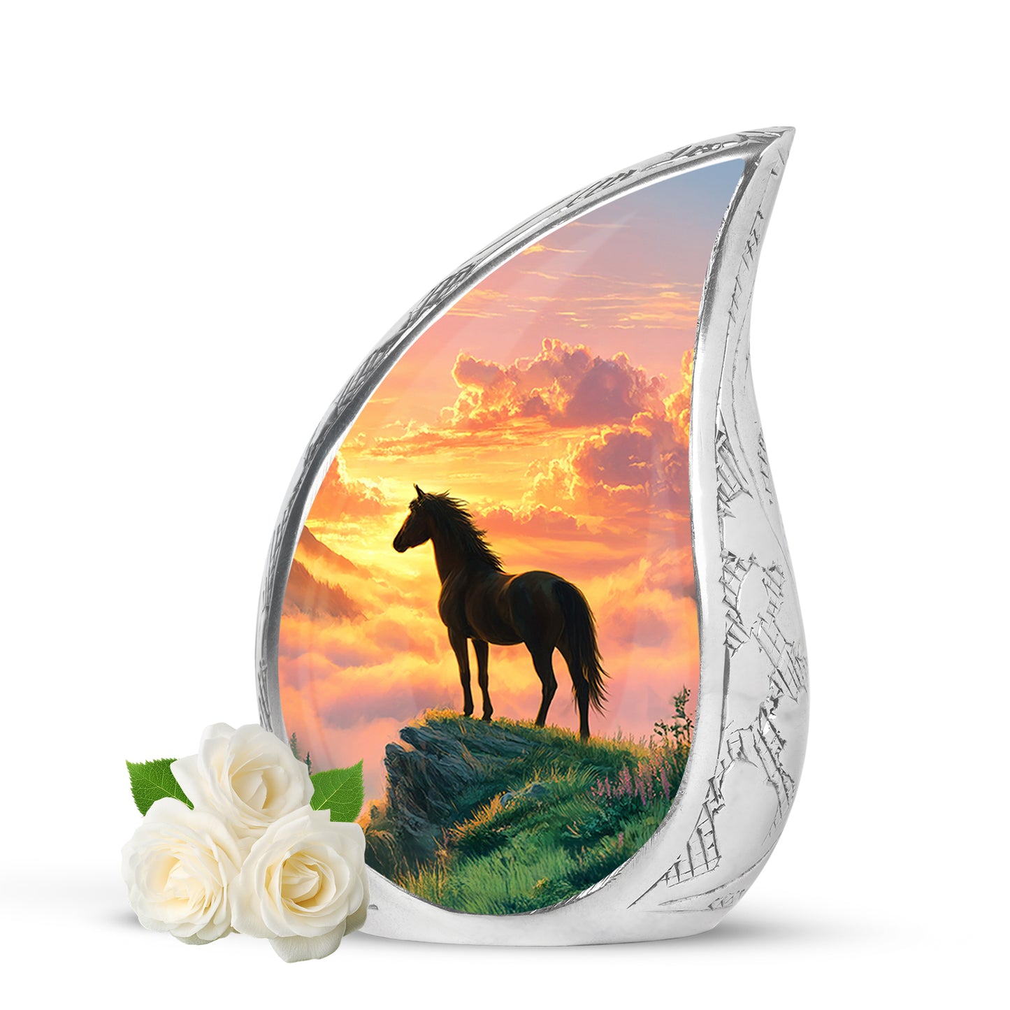 Red Beloved Horse Cremation Urns for Human Ashes - 10-inch, 200 cu in - Yatskia