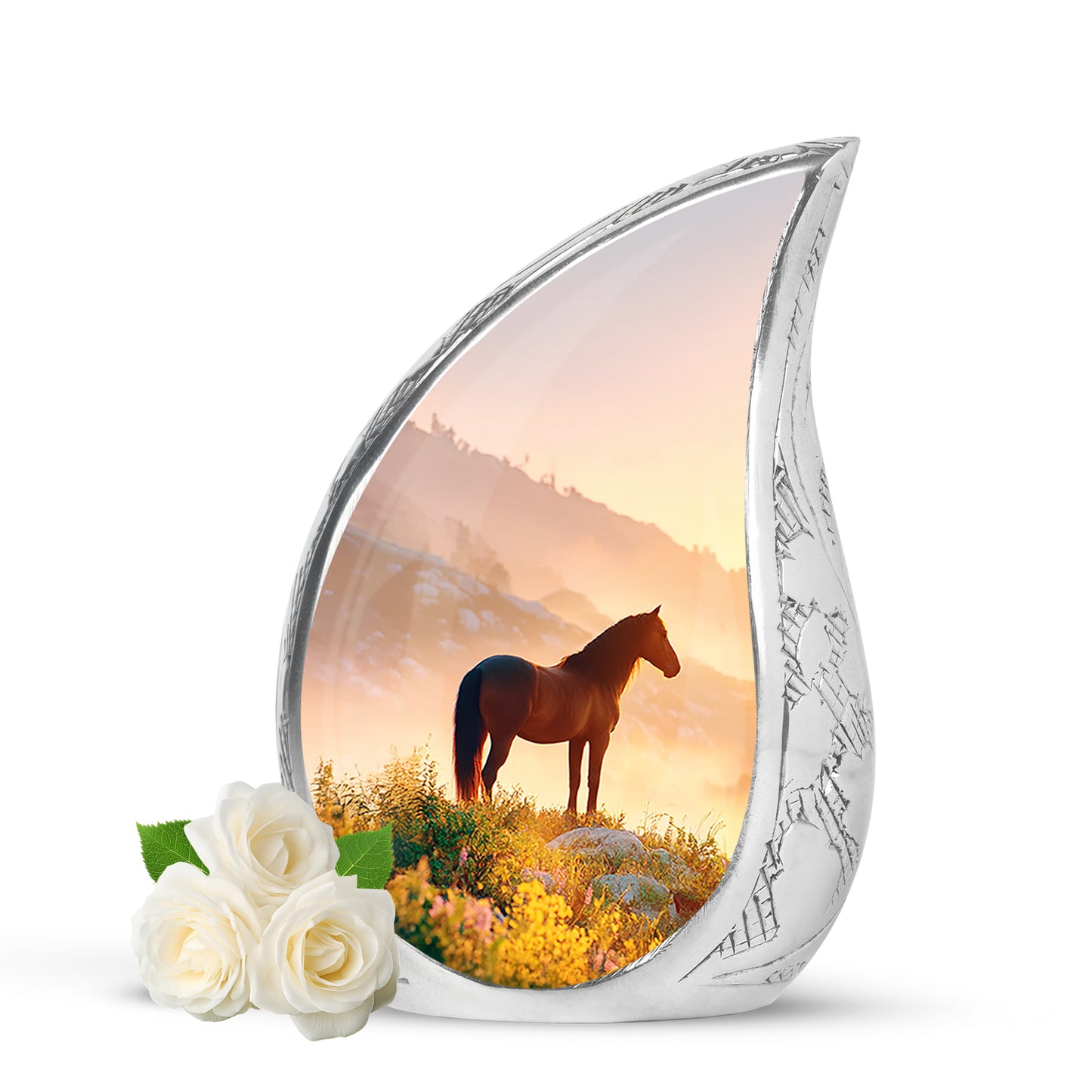 Personalized Elegant Horse Cremation Urns - Gold 10-inch, 200 cu in - Yatskia