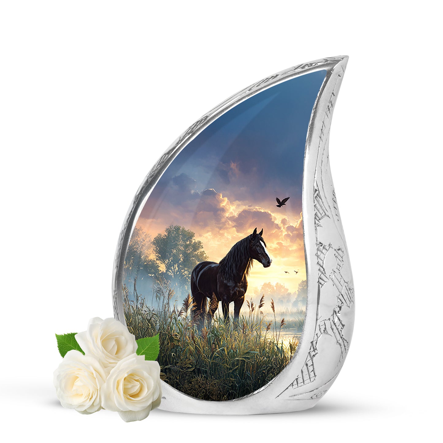 Black Horse Cremation Urns - Opulent Honor 10-inch, 200 cu in - Yatskia