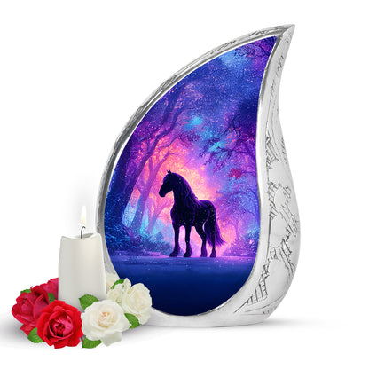 Personalized Blue Horse Cremation Urns for Ashes - Peaceful 10-inch - Yatskia