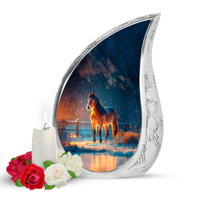 Divine Blue Horse Cremation Urn for Ashes - 10-inch, 200 cu in - Yatskia