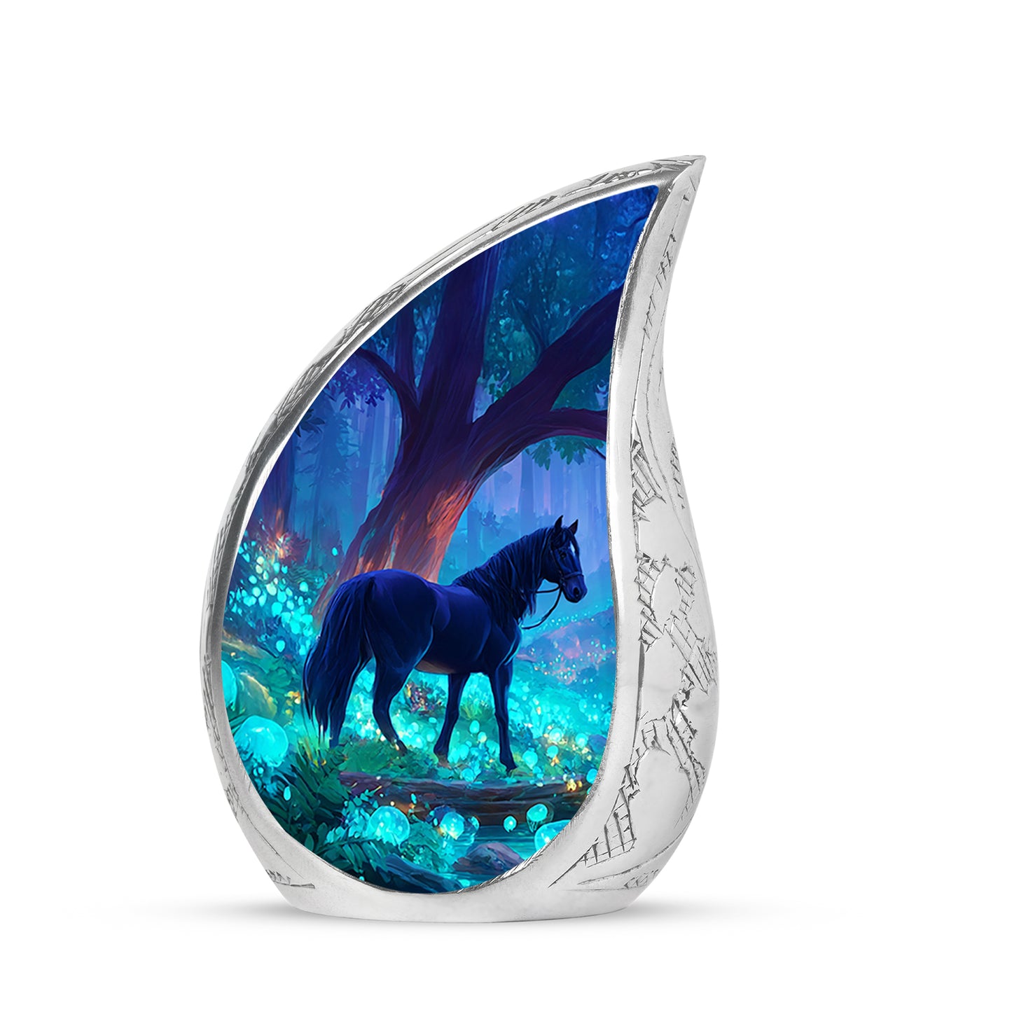 Distinguished Blue Horse Cremation Urn for Ashes - 10-inch, 200 cu in - Yatskia