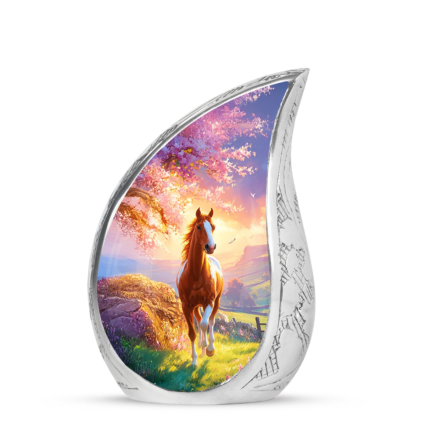 Stunning Blue Horse Promise Urn for Human Ashes - 10-inch, 200 cu in - Yatskia
