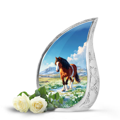 Hallowed Horse Cremation Urns for Human Ashes - Blue 10-inch - Yatskia