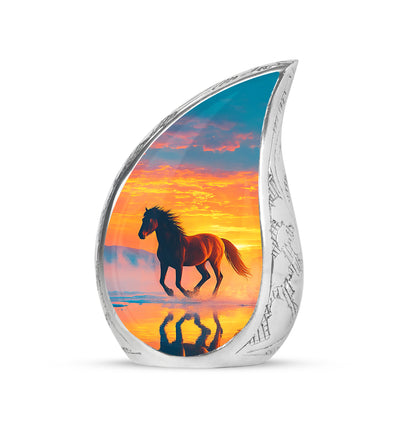 Stunning Blue Horse Resting Place Urn for Human Ashes - 10-inch, 200 cu in - Yatskia
