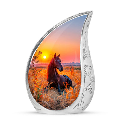 Personalized Red Sovereign Horse Cremation Urns for Human Ashes - 10-inch, 200 cu in - Yatskia