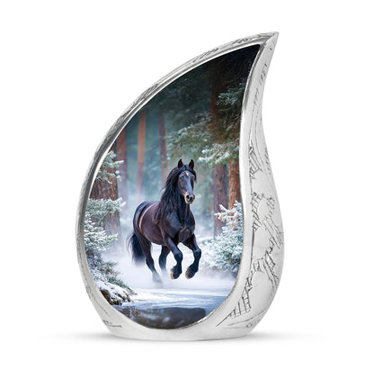 Ethereal Horse Memorial Cremation Urns - Blue 10-inch, 200 cu in - Yatskia