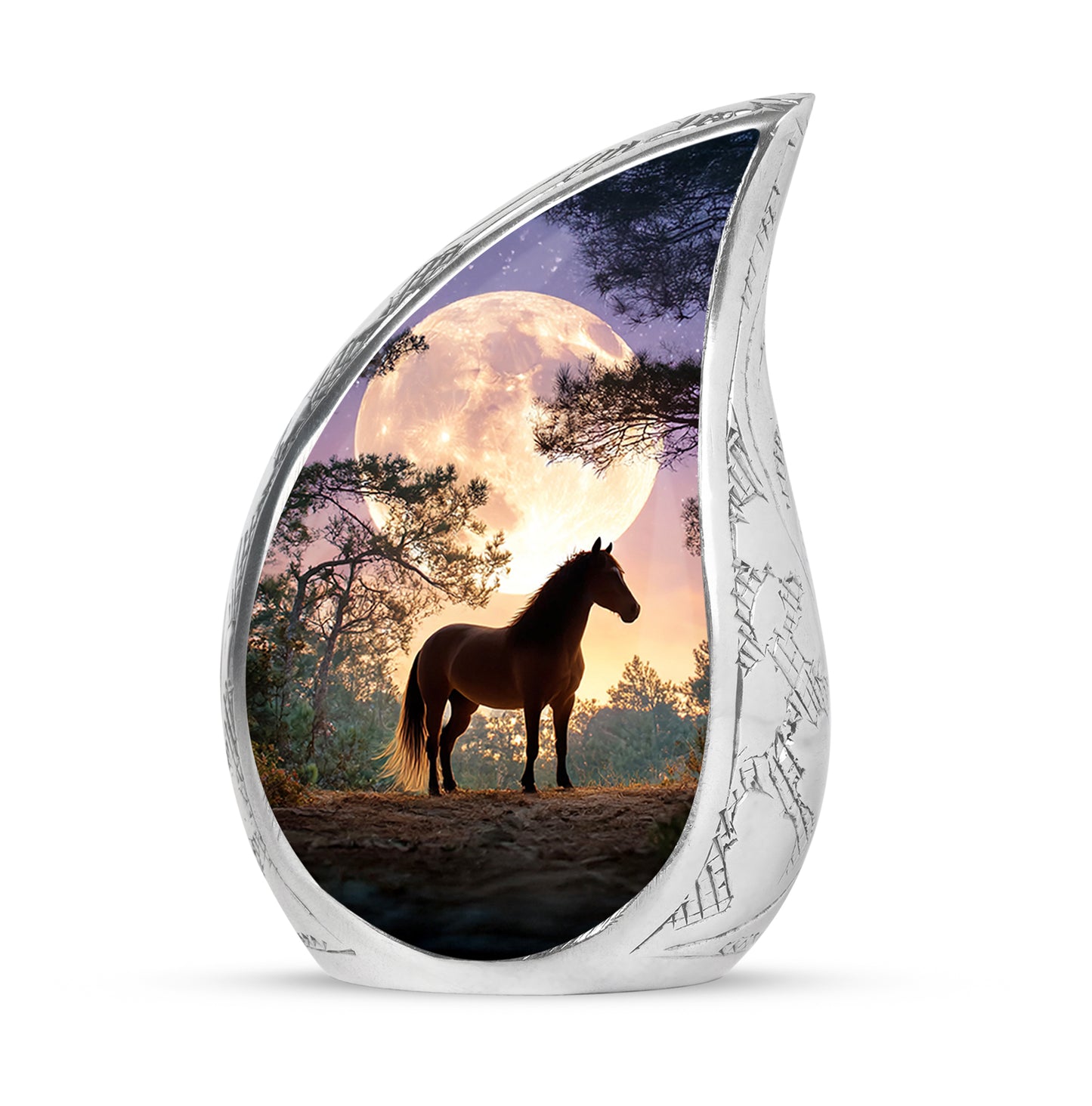 Blue Exquisite Horse Memorial Urn for Ashes - 10-inch, 200 cu in - Yatskia