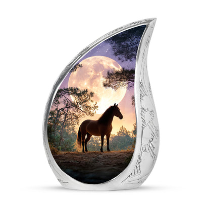 Blue Exquisite Horse Memorial Urn for Ashes - 10-inch, 200 cu in - Yatskia