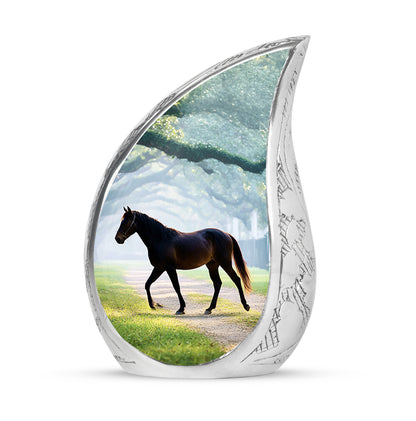 Personalized Magnificent Horse Cremation Urns - Teal 10-inch, 200 cu in - Yatskia