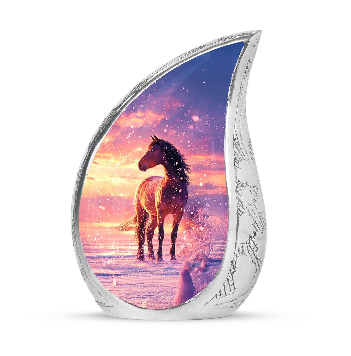 Remarkable Horse Memorial Cremation Urns - Blue 10-inch, 200 cu in - Yatskia