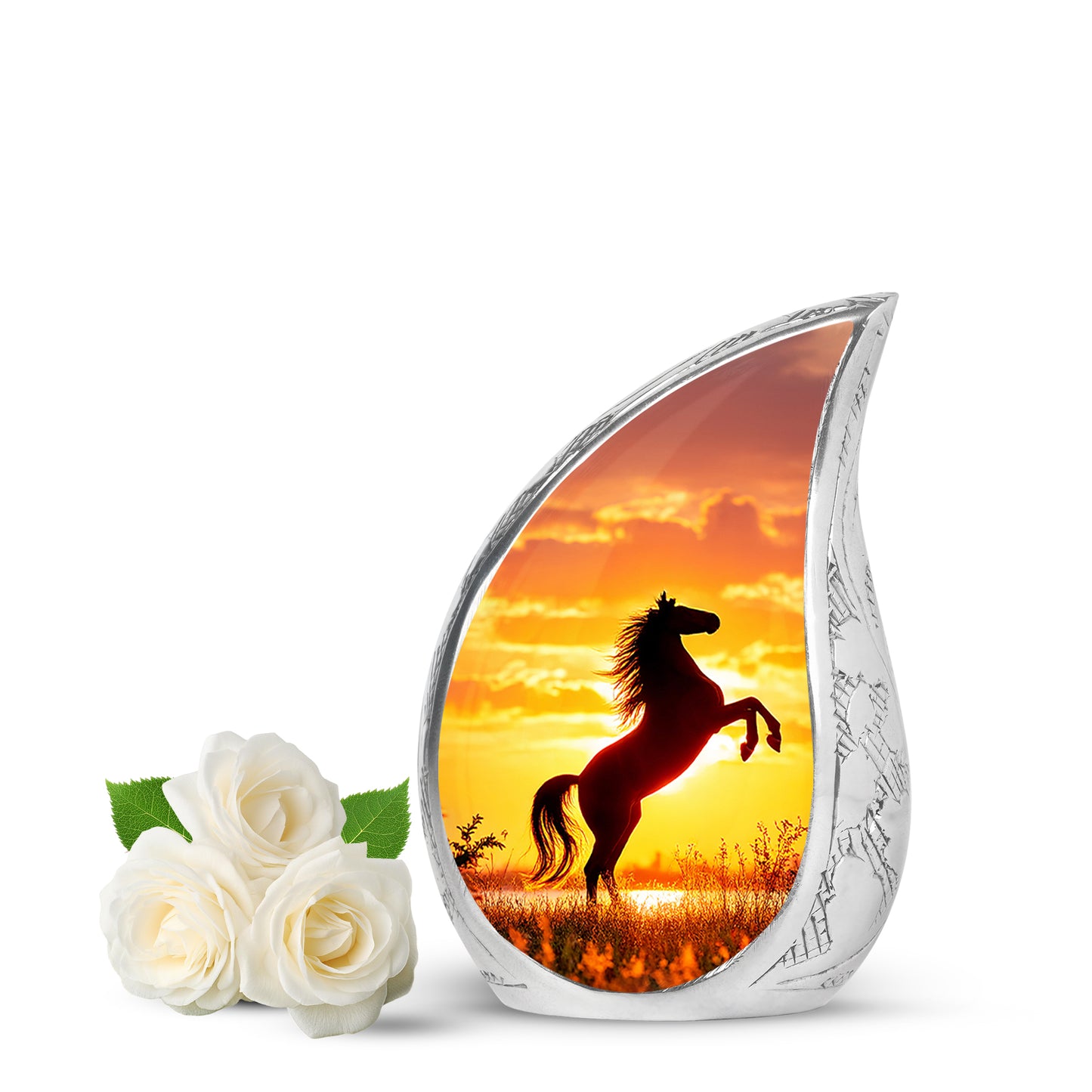 Radiant Horse Memorial Cremation Urns - Red 10-inch, 200 cu in - Yatskia