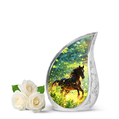 Teal Horse Cremation Urns - Honored Remembrance 10-inch, 200 cu in - Yatskia