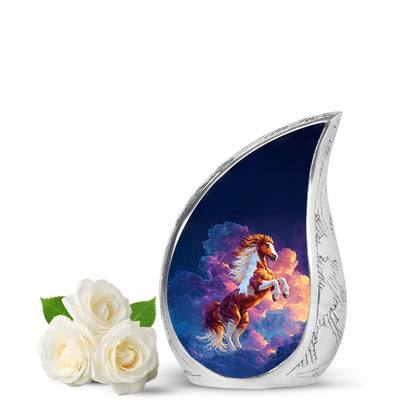 Lustrous Horse Cremation Urns for Human Ashes - Blue 10-inch - Yatskia